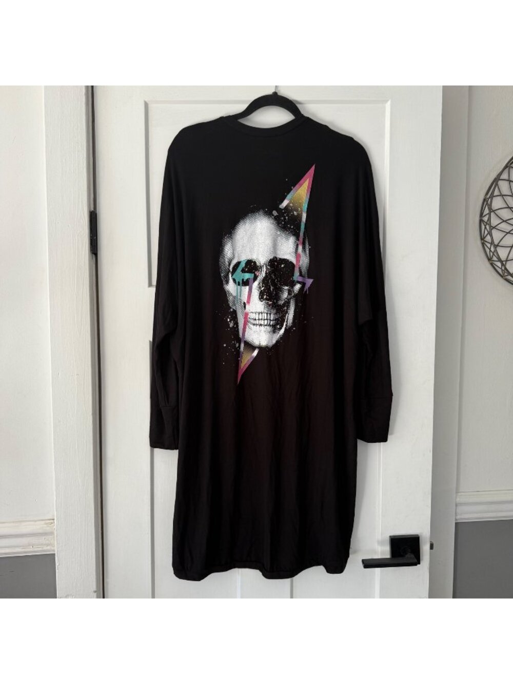 NEW Torrid 'Love Sick' Black Duster Open Cardigan w/ Skull Graphic Back Size 0
